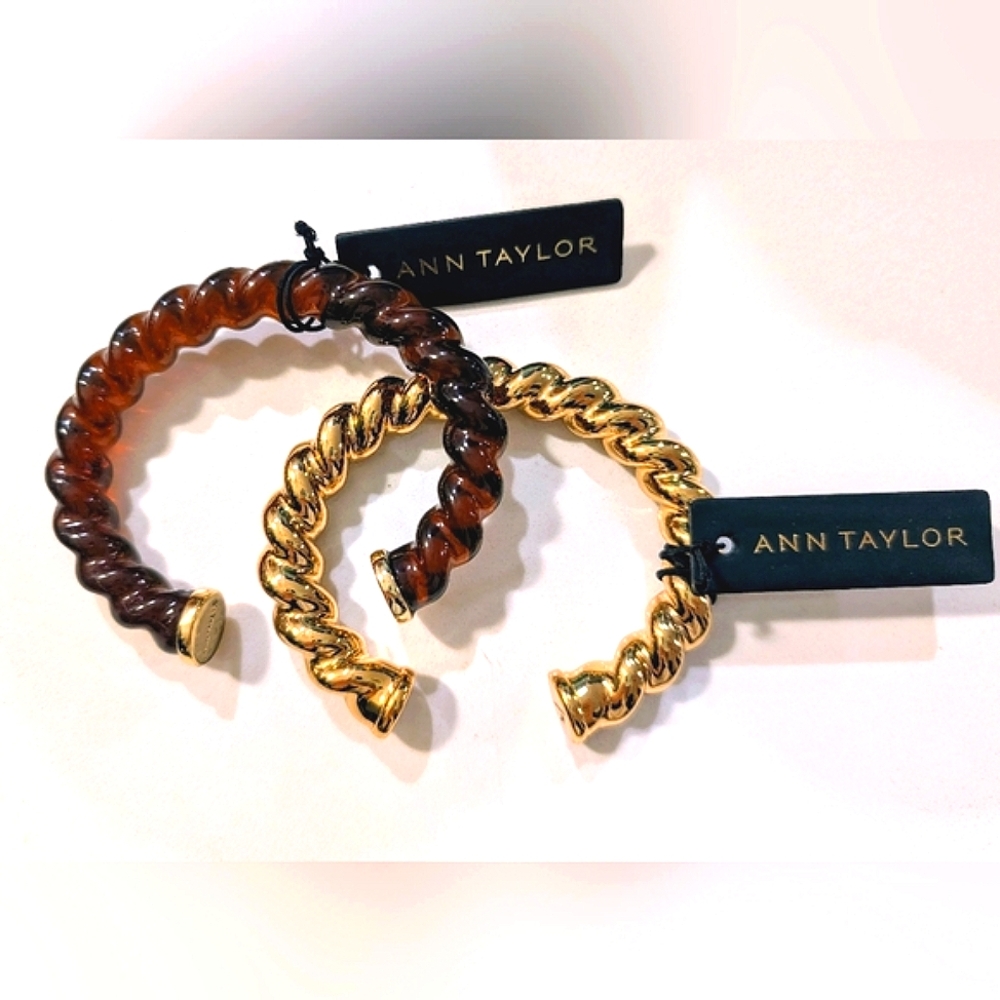 NWT Ann Taylor Twisted Metal Cuff Bracelet Set